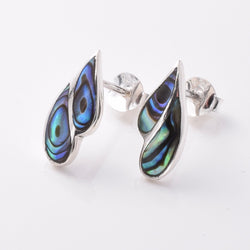 S832 - 925 silver abalone leaf stud earrings