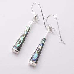 E877 - 925 silver abalone slim cone earrings