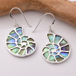 E889 - 925 silver abalone ammonite earrings