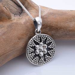 P1169 - 925 silver mandala disc pendant