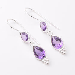 E901 - 925 silver amethyst tear drop earrings