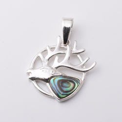 P1124 - 925 silver abalone stag pendant