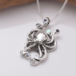 P1159 - 925 silver abalone octopus pendant