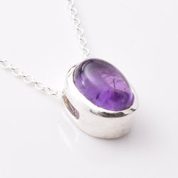 P1235 - 925 silver amethyst oval necklace