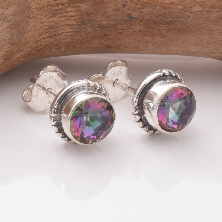 S931 - 925 silver and mystic topaz stud earrings