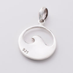 P1152 - 925 silver abalone wave disc  pendant