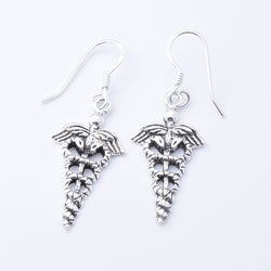 E886 - 925 silver caduceus drop earrings