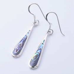 E885 - 925 silver abalone slimline drop earrings