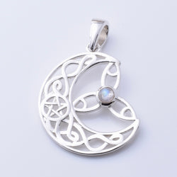 P1234 - 925 silver moonstone moon pendant