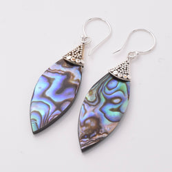 E854 - 925 silver abalone leaf shape earrings
