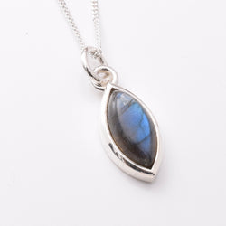 P1222 - 925 silver labradorite marquis pendant