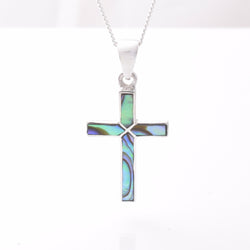 P1132 - 925 silver abalone cross pendant