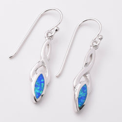 E892 - 925 silver lab grown opal crossover marquis earrings