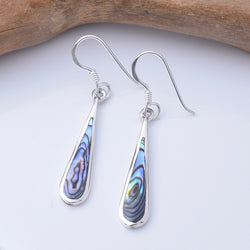 E885 - 925 silver abalone slimline drop earrings