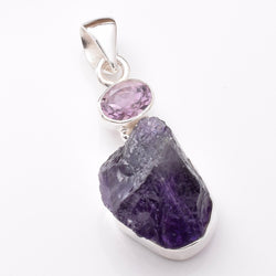 P1238 - 925 silver amethyst rough pendant