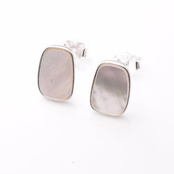 S994 - 925 silver MOP rectangle stud earrings