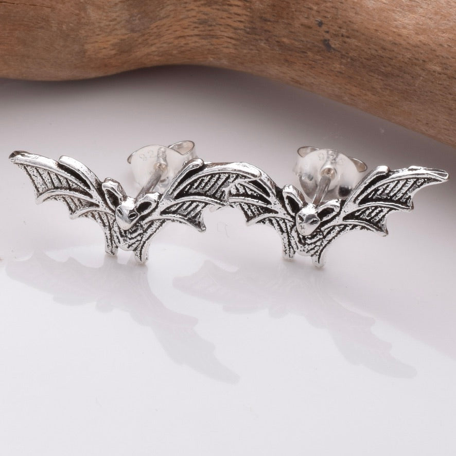 S849 - 925 silver bat stud earrings