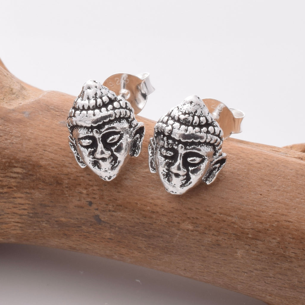 S909 - 925 silver buddha head stud earrings