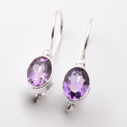 E903 - 925 silver amethyst oval earrings