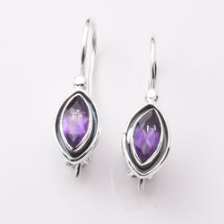 E902 - 925 silver amethyst marquis earrings