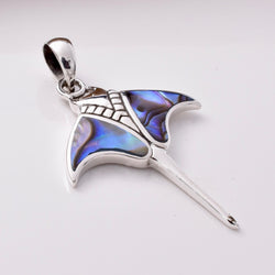 P984 - 925 silver and abalone manta ray pendant