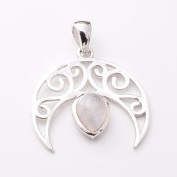 P1226 - 925 silver moonstone crescent pendant