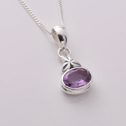 P1110 - 925 silver amethyst oval pendant