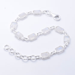 B057 - 925 silver rainbow moonstone bracelet