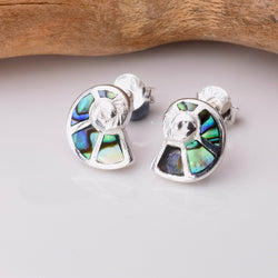 S957 - 925 silver abalone ammonite stud earrings