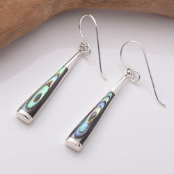 E877 - 925 silver abalone slim cone earrings