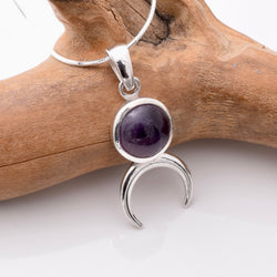 P1241 - 925 silver amethyst crescent pendant