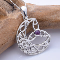 P1233 - 925 silver amethyst moon pendant