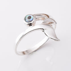 R343 - 925 silver abalone whale tail ring