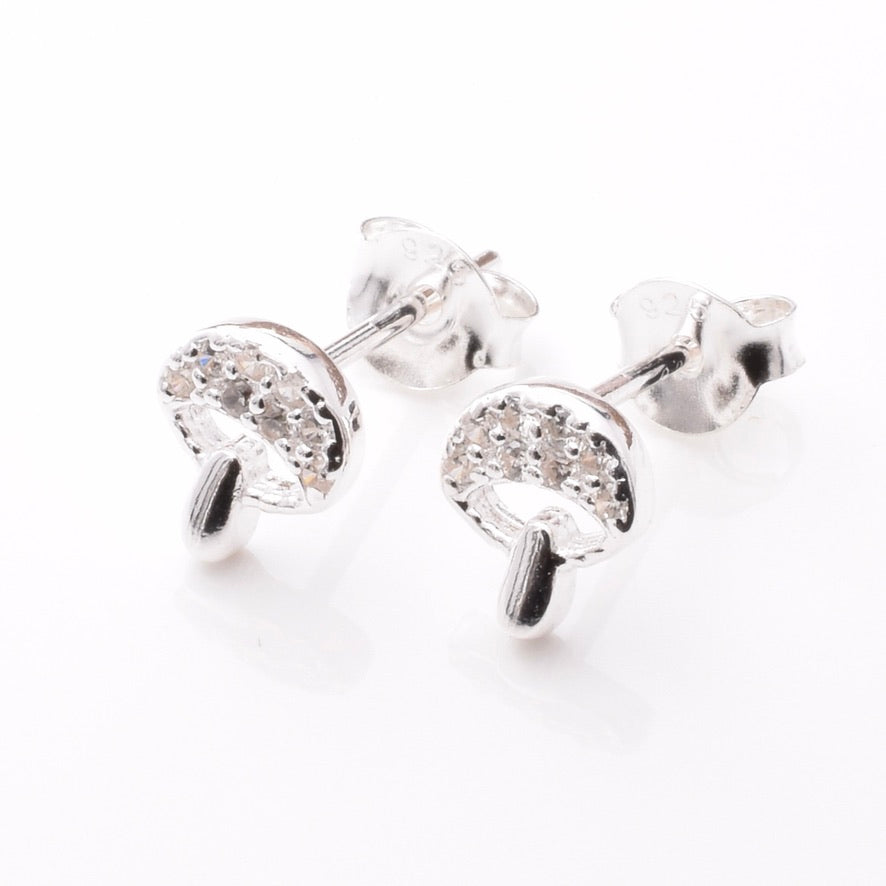 S1000 - 925 silver CZ toadstool stud earrings