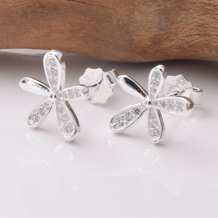 S892 - 925 silver CZ daisy stud earrings