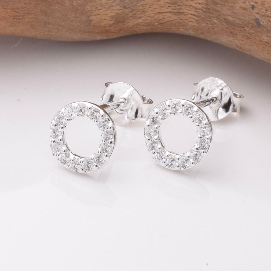 S893 - 925 silver CZ donut stud earrings