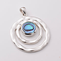 P1183 - 925 silver abalone hammered circles pendant
