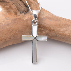 P1131 - 925 silver MOP cross pendant