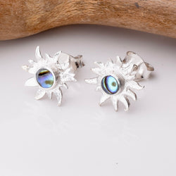 S960 - 925 silver abalone sunburst stud earrings