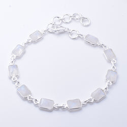 B057 - 925 silver rainbow moonstone bracelet