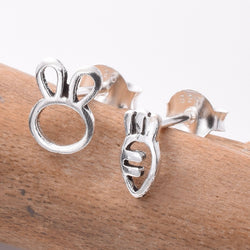 S824 - 925 silver bunny and carrot stud earrings
