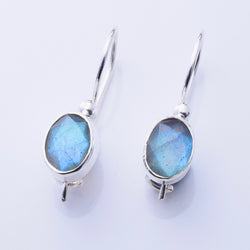 E905 - 925 silver labradorite oval earrings