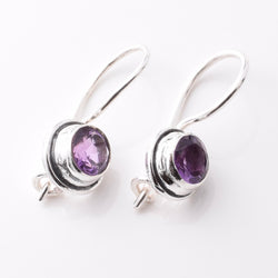 E906 - 925 silver amethyst round facet earrings
