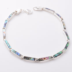 B046 - 925 silver and abalone slim oval bracelet
