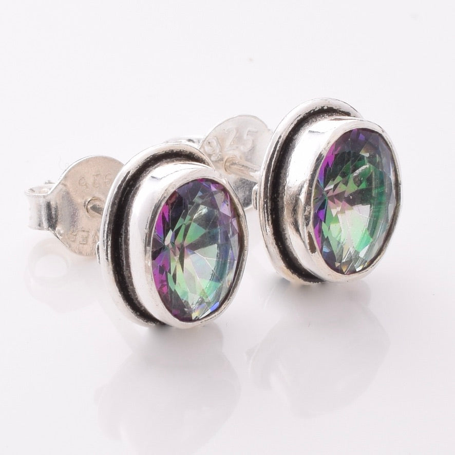 S930- 925 silver and mystic topaz stud earrings