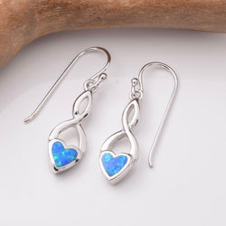 E894 - 925 silver lab grown opal earrings