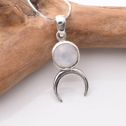 P1242 - 925 silver moonstone crescent pendant