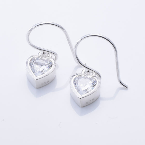 E910 - 925 silver & CZ heart drop earrings – Java Designs