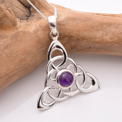 P1231 - 925 silver amethyst trinity pendant