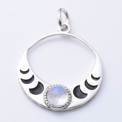 P1223 - 925 silver moonstone crescent pendant
